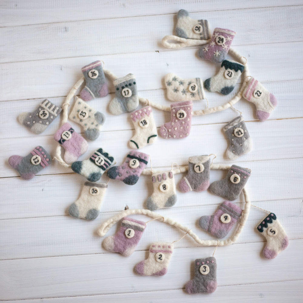 Felted Advent Stocking Garland